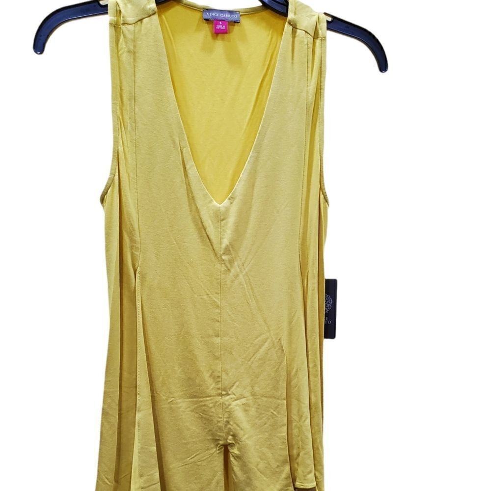 Vince Camuto Yellow Asymmetrical Hem V Neck Tank Top S NWT